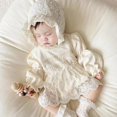 Bathus Girls Baby Race Waffle Suit Whooping Doll Spring Baby Girls Photography Look Wedding Guest Look