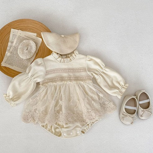 Bathus Girls Baby Race Waffle Suit Whooping Doll Spring Baby Girls Photography Look Wedding Guest Look