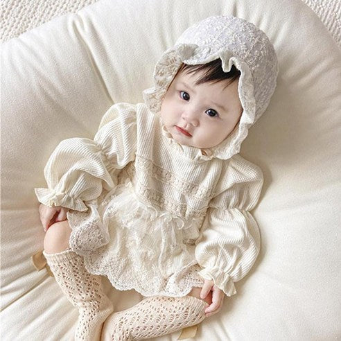 Bathus Girls Baby Race Waffle Suit Whooping Doll Spring Baby Girls Photography Look Wedding Guest Look