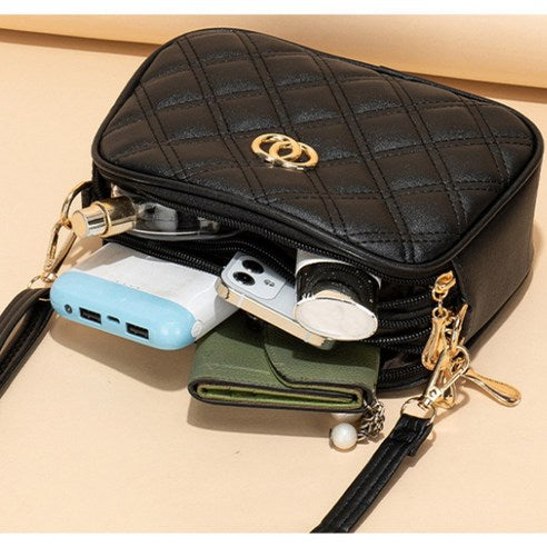 leoQ Women's Leather Mini Lightweight Shoulder Cross Handbag Daily Bag