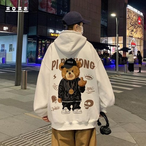 POMTOR Fall Winter Overfit Character Hoodie Couple Sweatshirt