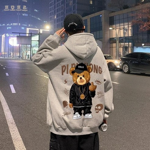 POMTOR Fall Winter Overfit Character Hoodie Couple Sweatshirt
