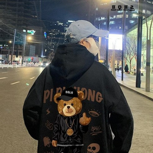 POMTOR Fall Winter Overfit Character Hoodie Couple Sweatshirt