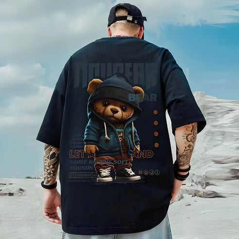 Men's Big Size Loose Fit Short Sleeve Tee Printed Overfit Short Sleeve T-Shirt Box Tee