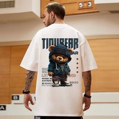 Men's Big Size Loose Fit Short Sleeve Tee Printed Overfit Short Sleeve T-Shirt Box Tee