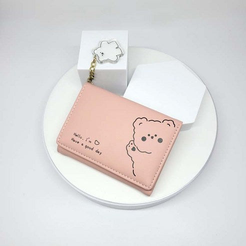 Cute small thin teen student mini-wallet for half wallet college student high school junior high school elementary school student female college student woman
