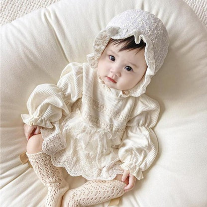 Bathus Girls Baby Race Waffle Suit Whooping Doll Spring Baby Girls Photography Look Wedding Guest Look