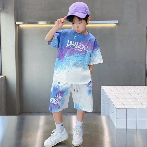 ビエンス boy summer junior clothing English gradation primary schoolchild top and bottom clothes set casual elementary and junior high school student