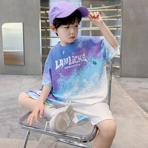 ビエンス boy summer junior clothing English gradation primary schoolchild top and bottom clothes set casual elementary and junior high school student