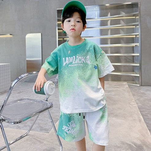 ビエンス boy summer junior clothing English gradation primary schoolchild top and bottom clothes set casual elementary and junior high school student