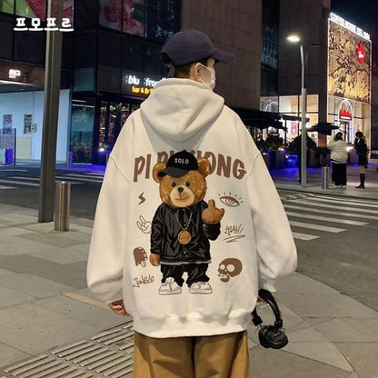 POMTOR Fall Winter Overfit Character Hoodie Couple Sweatshirt