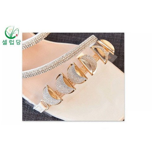 CELEB PARTY WOMEN'S SUMMER DIAGONAL STRAP SLIPPERS 4CM CUBIC SLIPPERS A01442