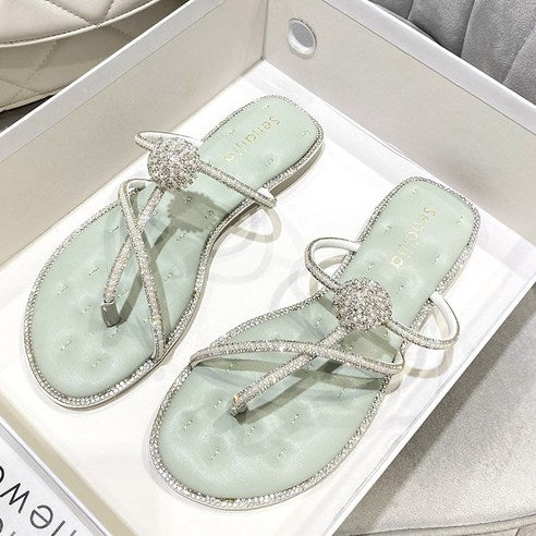 Slippers for the ANYOU woman sandals cubic pearl zori flat sandals women's sandals regulars woman