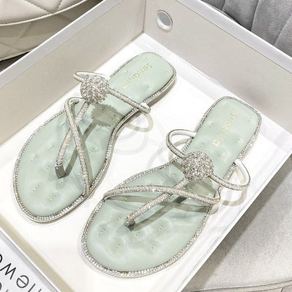 Slippers for the ANYOU woman sandals cubic pearl zori flat sandals women's sandals regulars woman