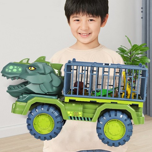 Poladore KC Certified Dinosaur Toy Set Crane Dump Truck Transport Car Tyranno Heavy Duty Car