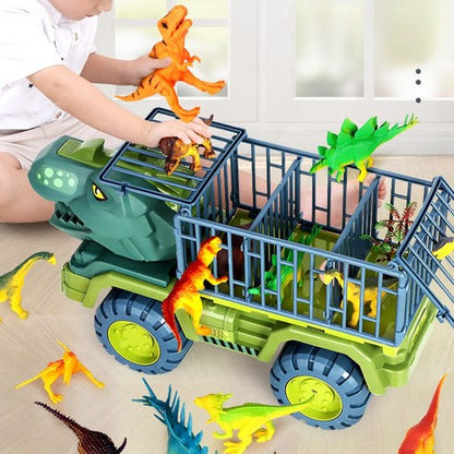 Poladore KC Certified Dinosaur Toy Set Crane Dump Truck Transport Car Tyranno Heavy Duty Car