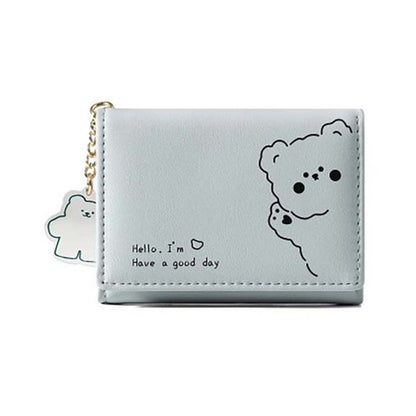 Cute small thin teen student mini-wallet for half wallet college student high school junior high school elementary school student female college student woman